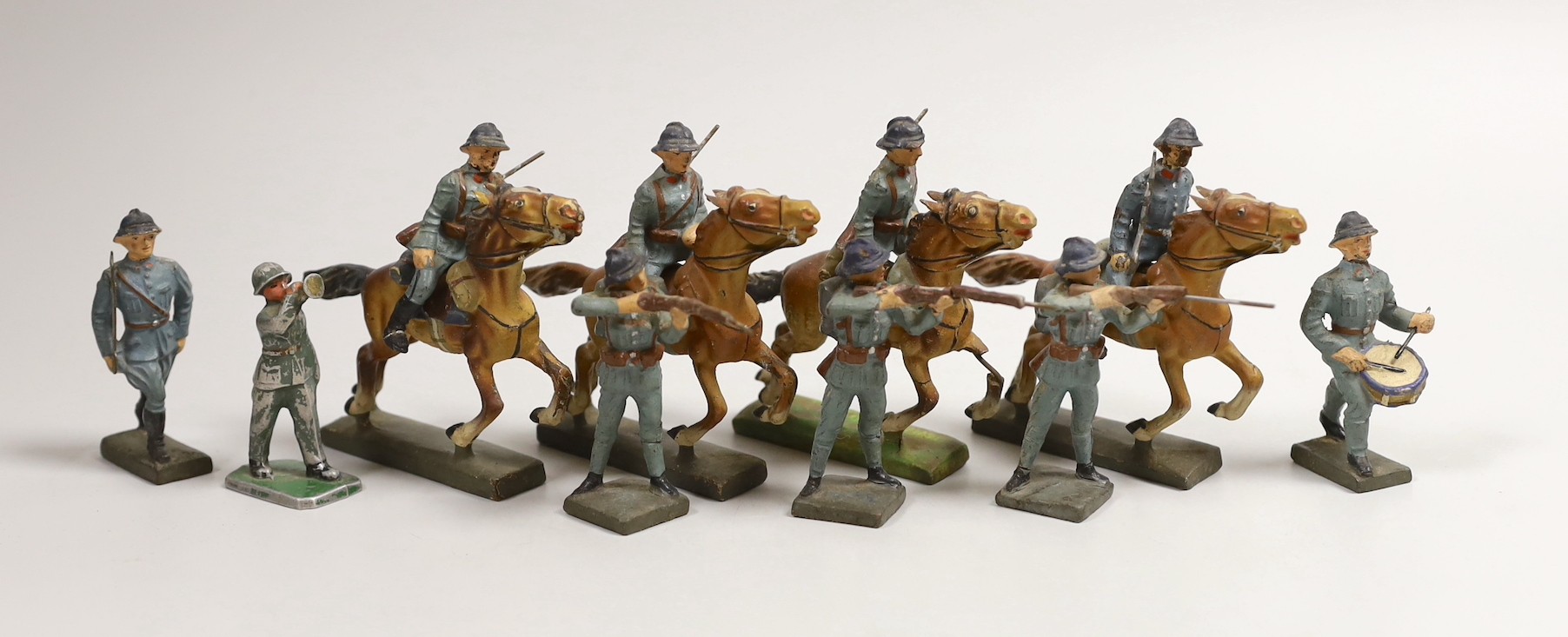 A group of Elastolin toy soldiers